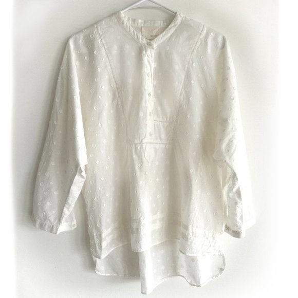 Band of Outsiders, cotton voile popover w/kimono sleeves, off white, size 2/S/M - Picture 1 of 9